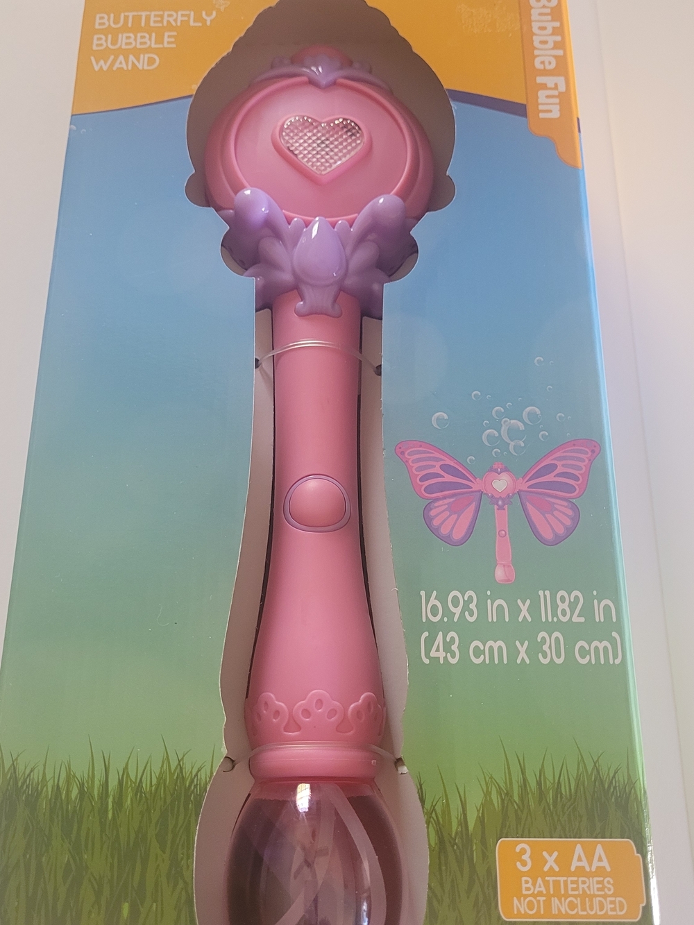 Outdoor Fun Kids' Butterfly Bubble Wand Toy.